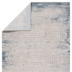 Acacia Abstract Cream/ Blue Runner Rug (2'6"X10')