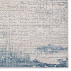Acacia Abstract Cream/ Blue Runner Rug (2'6"X10')