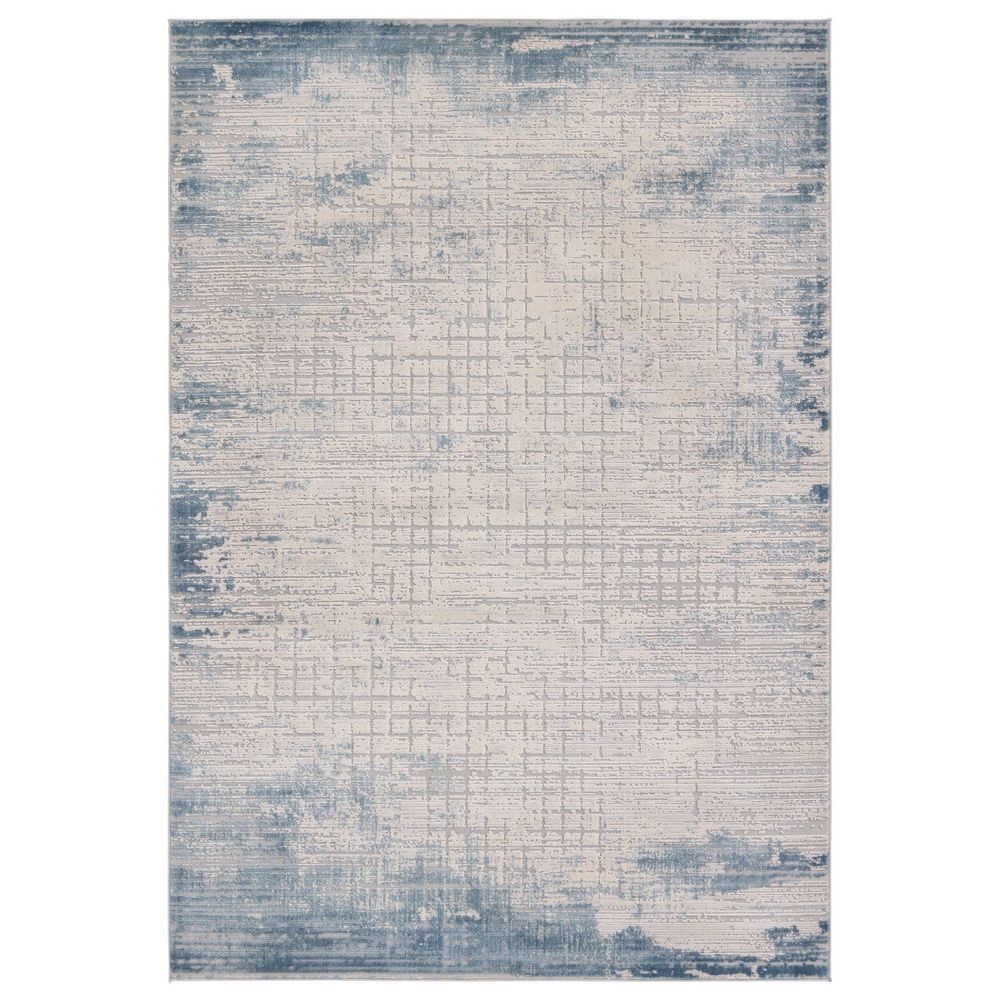 Acacia Abstract Cream/ Blue Runner Rug (2'6"X10')