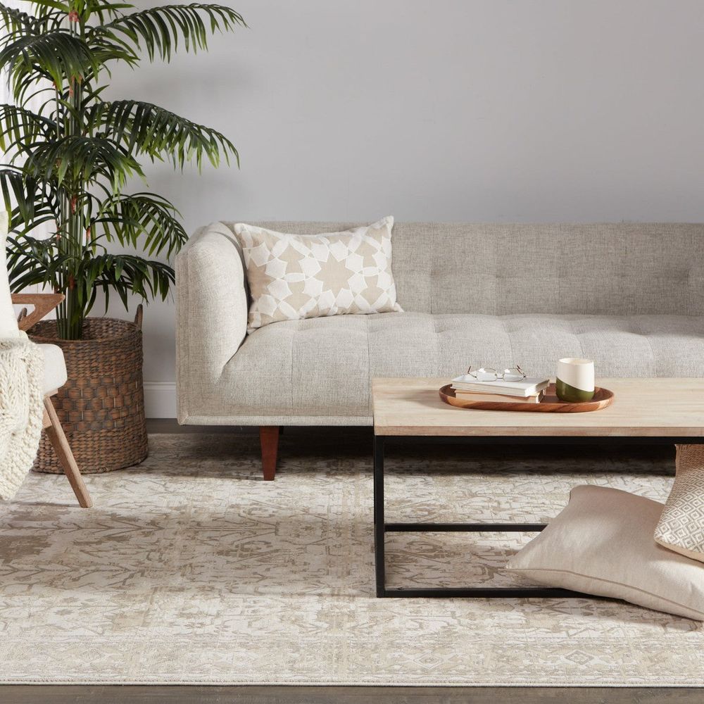 Aeneas Oriental Cream/ Light Gray Runner Rug (2'6"X8')