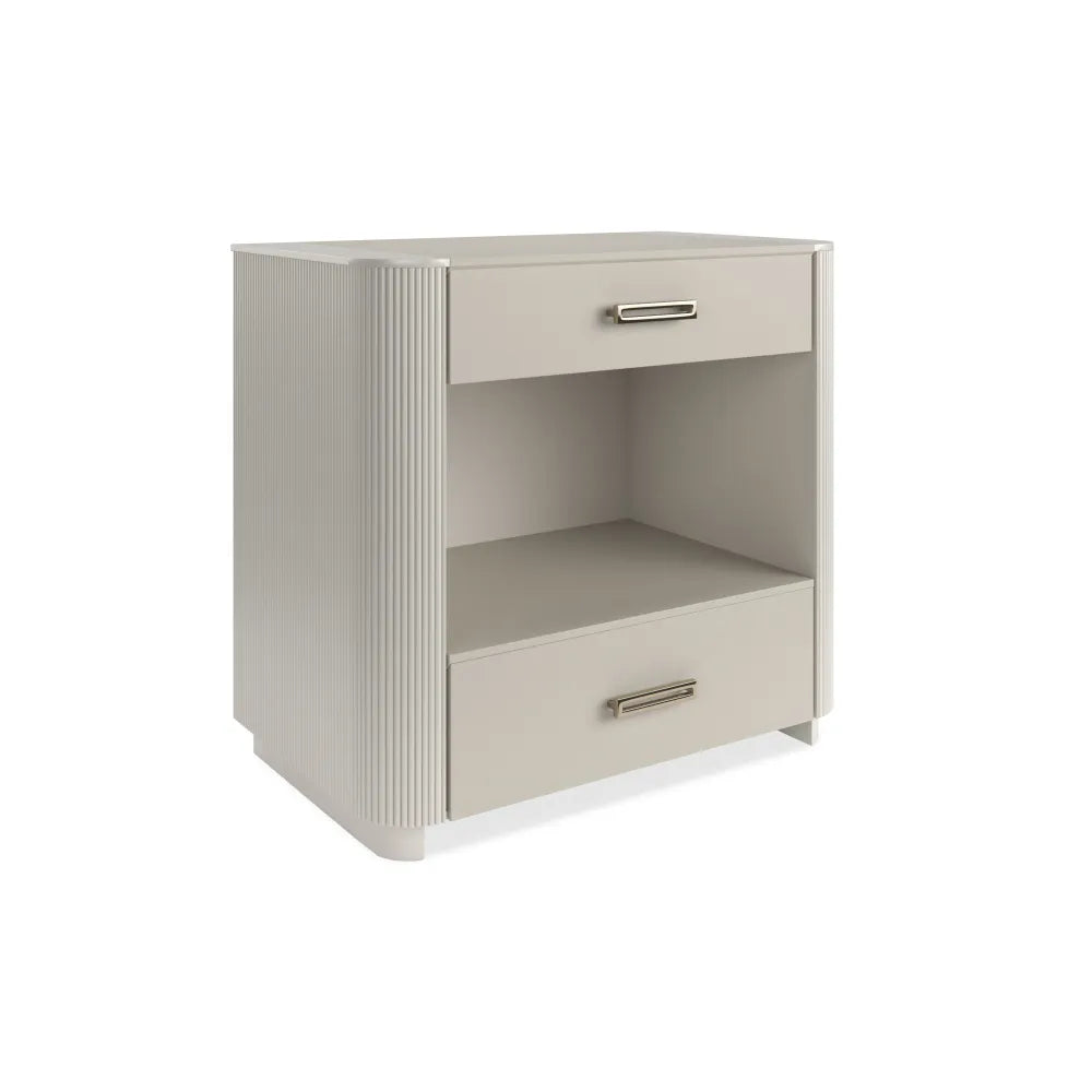Adore 30 Nightstand with Shelf - Matte Pearl
