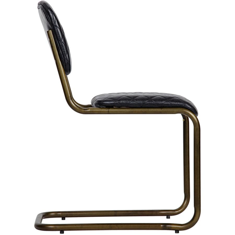 0037 Dining Cantilever Side Chair - Black Quilted Leather