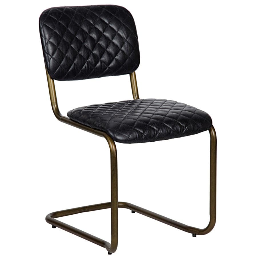 0037 Dining Cantilever Side Chair - Black Quilted Leather